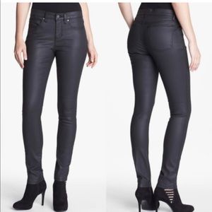 Eileen Fisher Waxed Black Denim Skinny Jeans 6P Petite